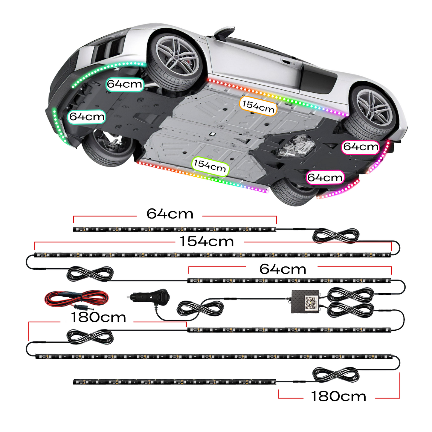 Underglow v2 6pc LED Strips with flow